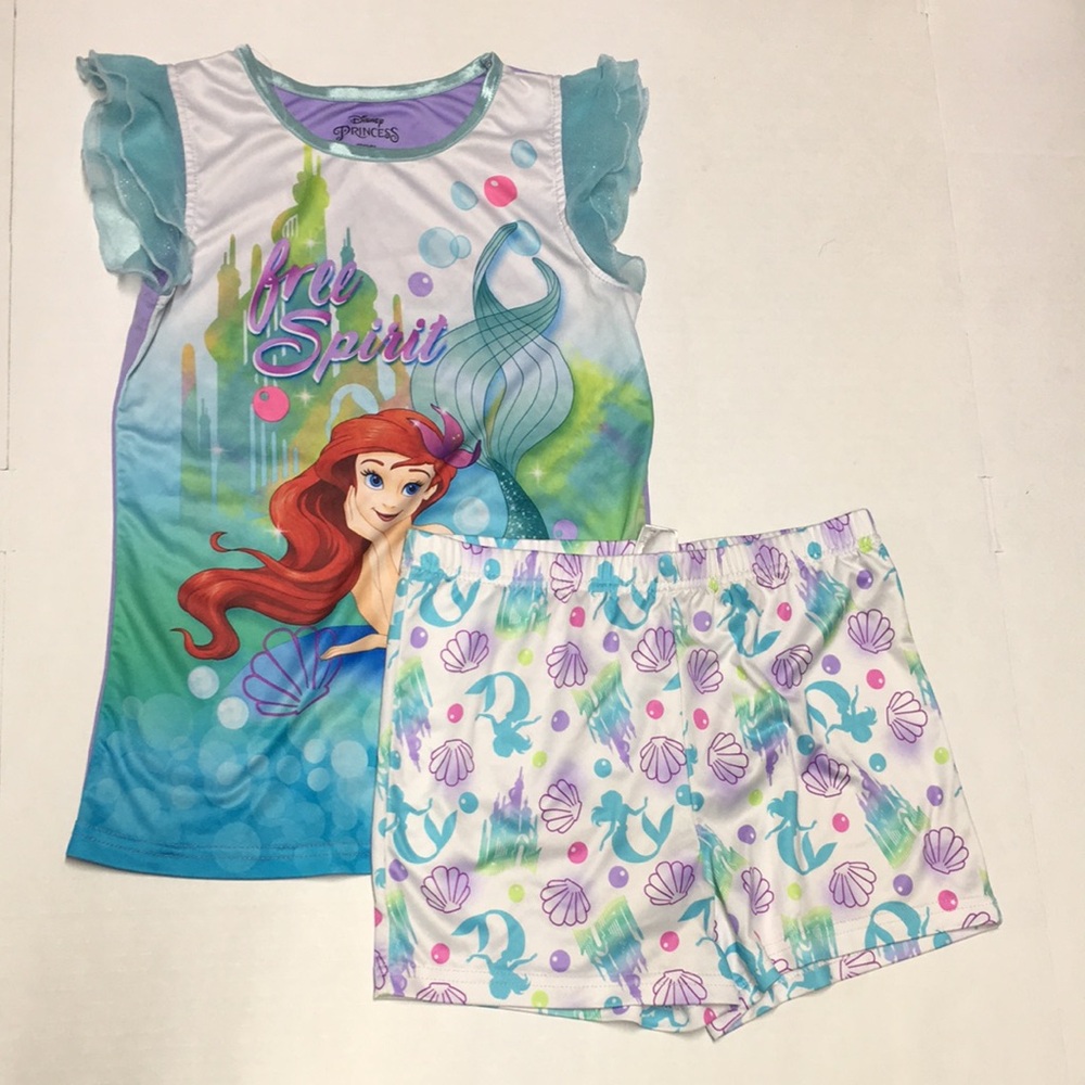 Disney The Little Mermaid 'Free Spirit' Girls Pajama Set - Aqua & Purple 10/12
